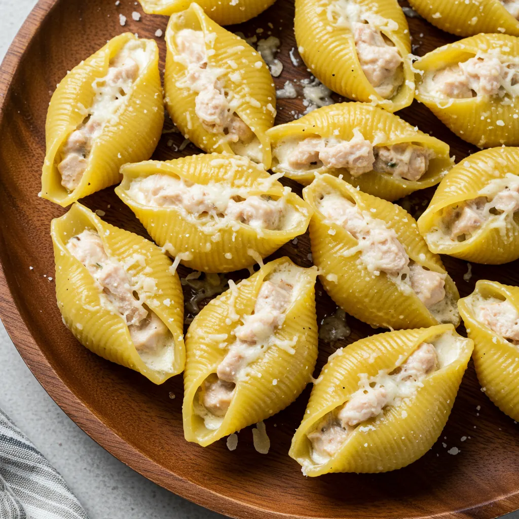 Garlic Butter Chicken Alfredo Stuffed Shells